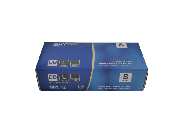 Hytec Dark Blue Hi Risk Latex Gloves, Powder Free