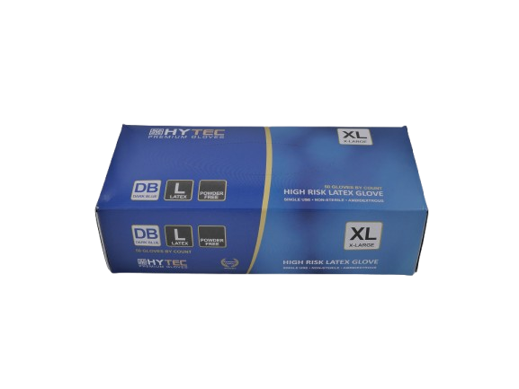 Hytec Dark Blue Hi Risk Latex Gloves, Powder Free
