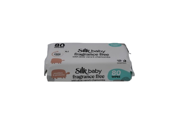 Silk Plastic Free Fragrance Free Baby Wipes 80/pack