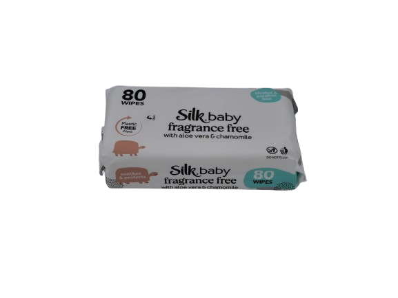 Silk Plastic Free Fragrance Free Baby Wipes 80/pack