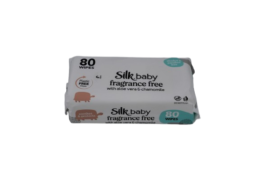 Silk Plastic Free Fragrance Free Baby Wipes 80/pack