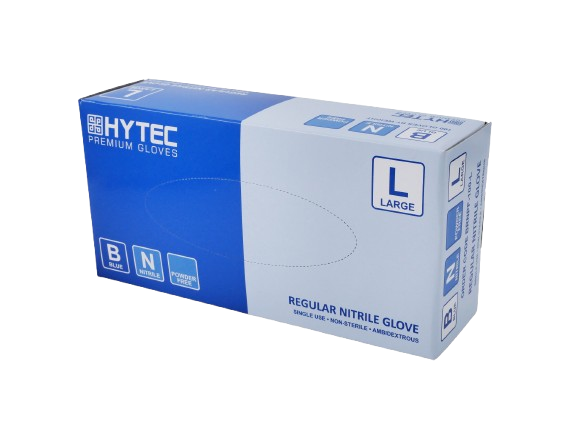 Hytec Blue Regular Nitrile Gloves, Powder Free (100/Inner)