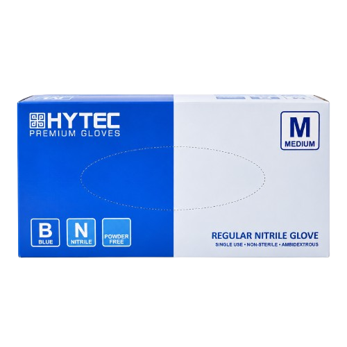 Hytec Blue Regular Nitrile Gloves, Powder Free (100/Inner)