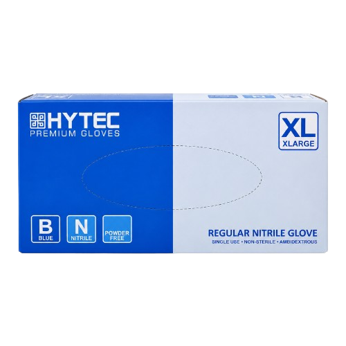 Hytec Blue Regular Nitrile Gloves, Powder Free (100/Inner)