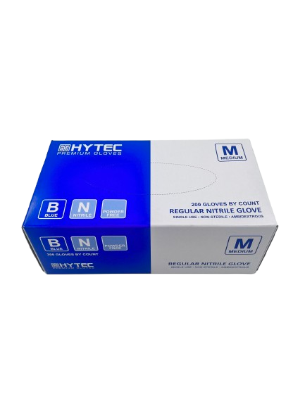 Hytec Blue Regular Nitrile Gloves, Powder Free