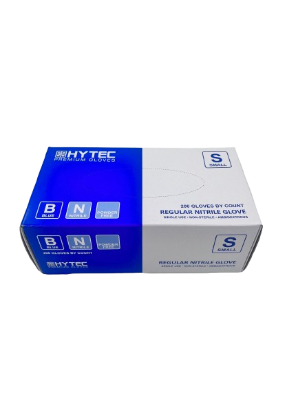 Hytec Blue Regular Nitrile Gloves, Powder Free