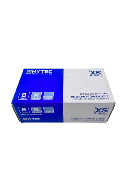 Hytec Blue Regular Nitrile Gloves, Powder Free