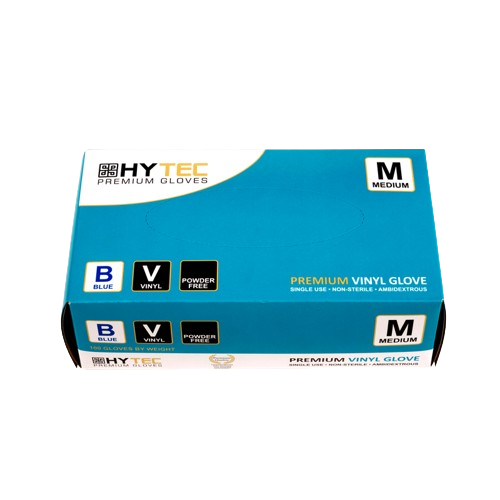 Hytec Blue Vinyl Gloves, Powder Free