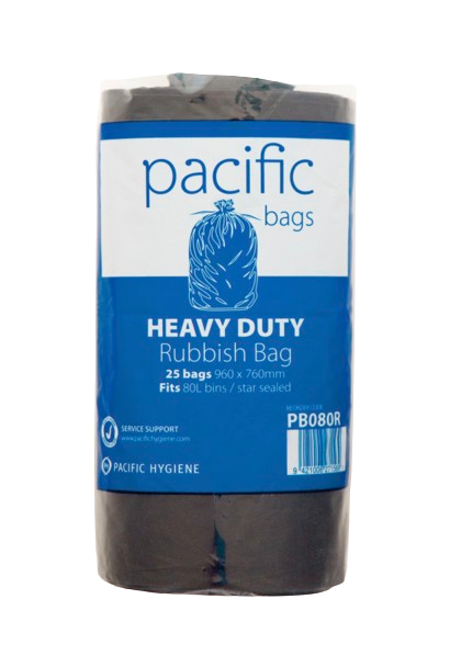Pacific Rubbish Bag Black 80L Roll