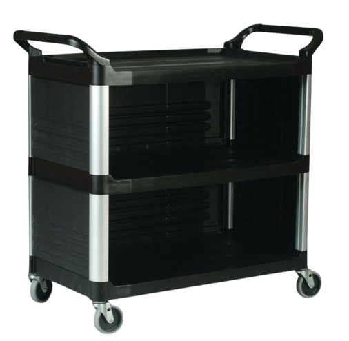 Rubbermaid Utility cart with Enclosed End panels on 3 sides, Black