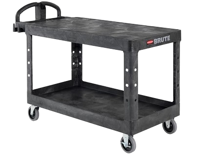 Rubbermaid BRUTE® Heavy Duty Ergo Handle Utility Cart, Flat Shelf - Large