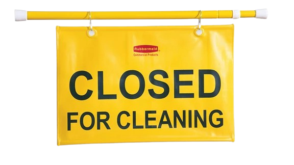 Rubbermaid "Closed for Cleaning" Hanging Sign, Yellow