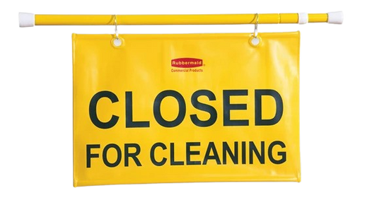Rubbermaid "Closed for Cleaning" Hanging Sign, Yellow