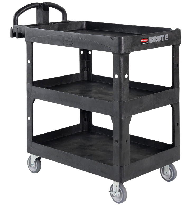 Rubbermaid BRUTE® 3-Shelf Heavy-Duty Ergo Utility Cart